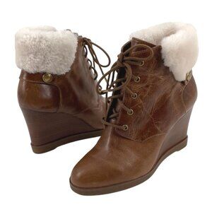 NEW Michael Michael Kors Carrigan Wedge Lace-Up Booties Boots Womens 7.5M